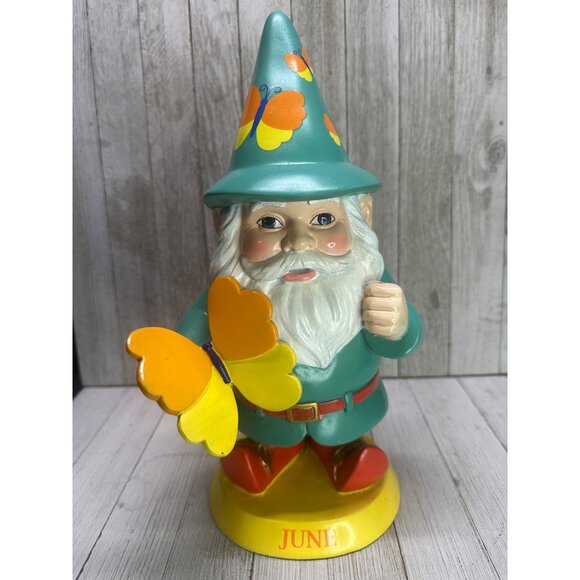 Vtg Willabee & Ward Seasonal Sensation June Garden Gnomes Statue 12" Tall - Picture 6 of 11